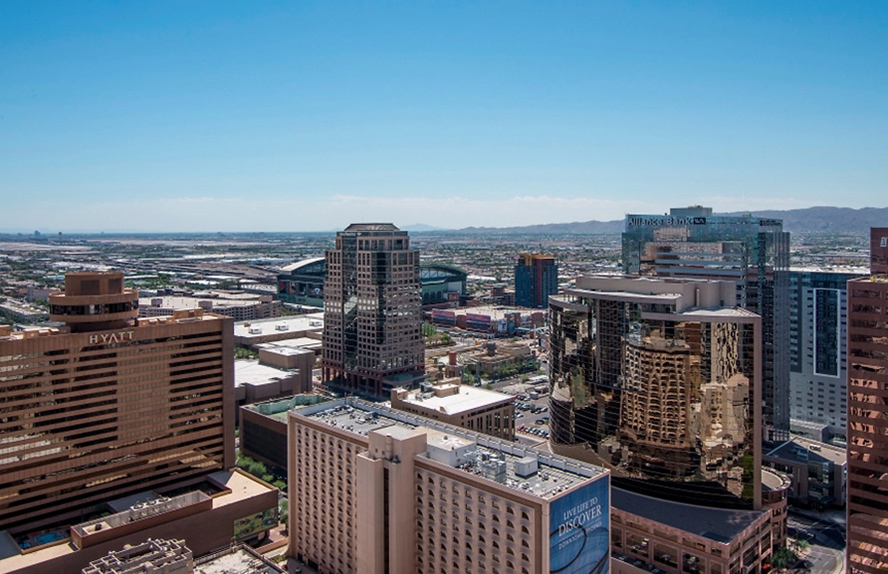 Aerial view of downtown Phoenix.